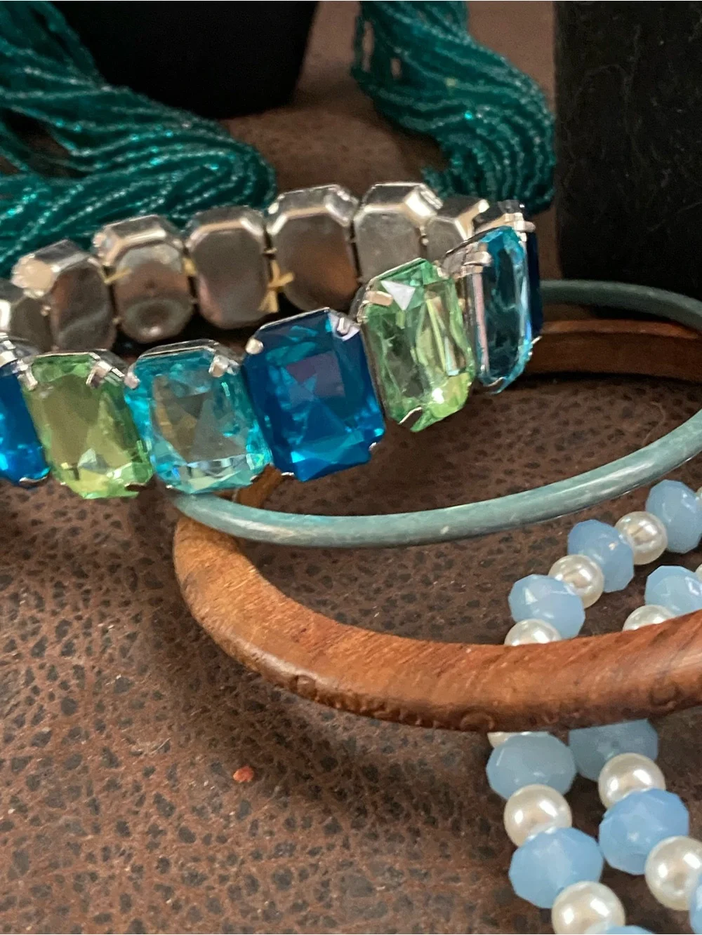 Emerald Green Statement & Iridescent Blue-Green Abalone Pendant Necklaces